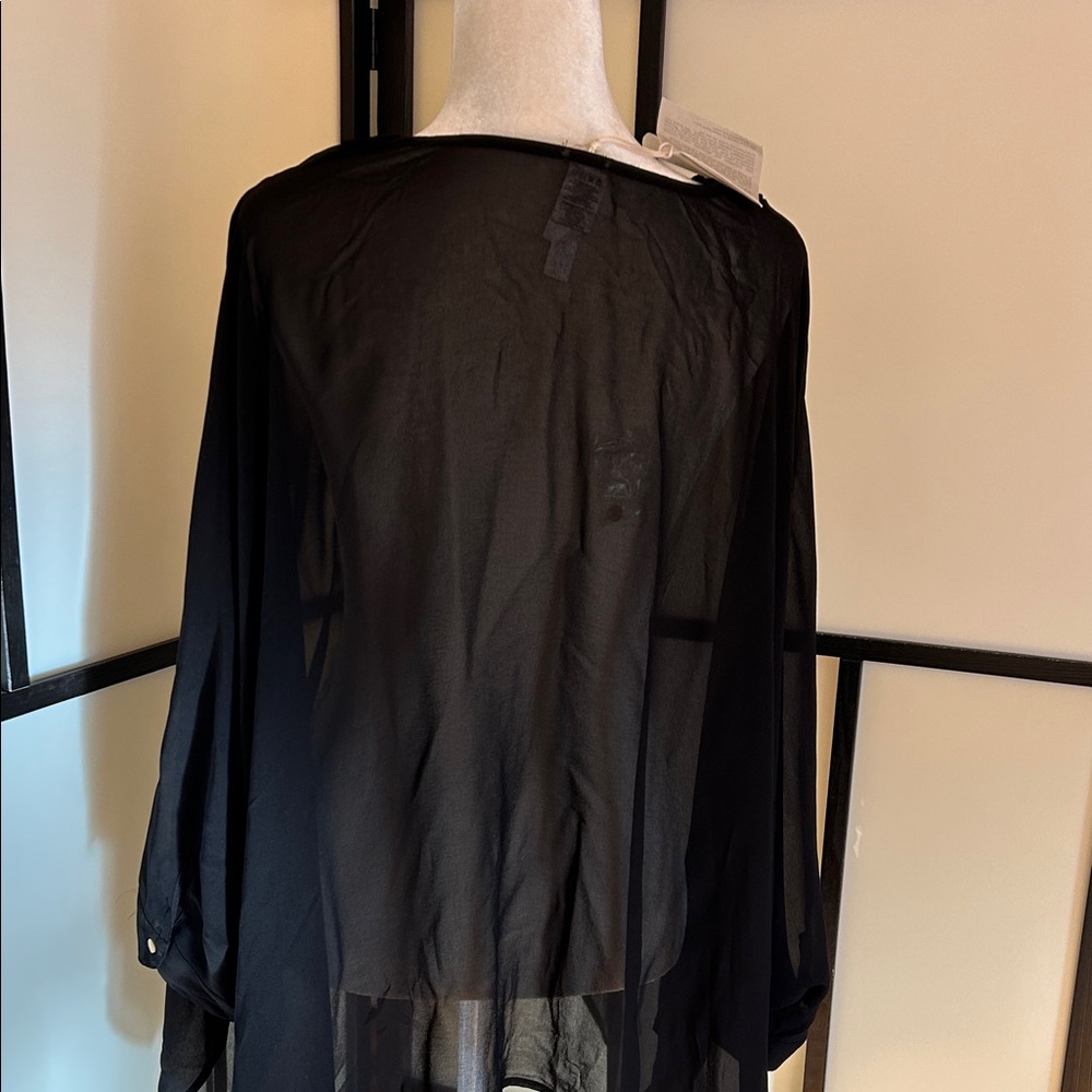 Chic Black Sheer Women's Blouse - Picture 5 of 10